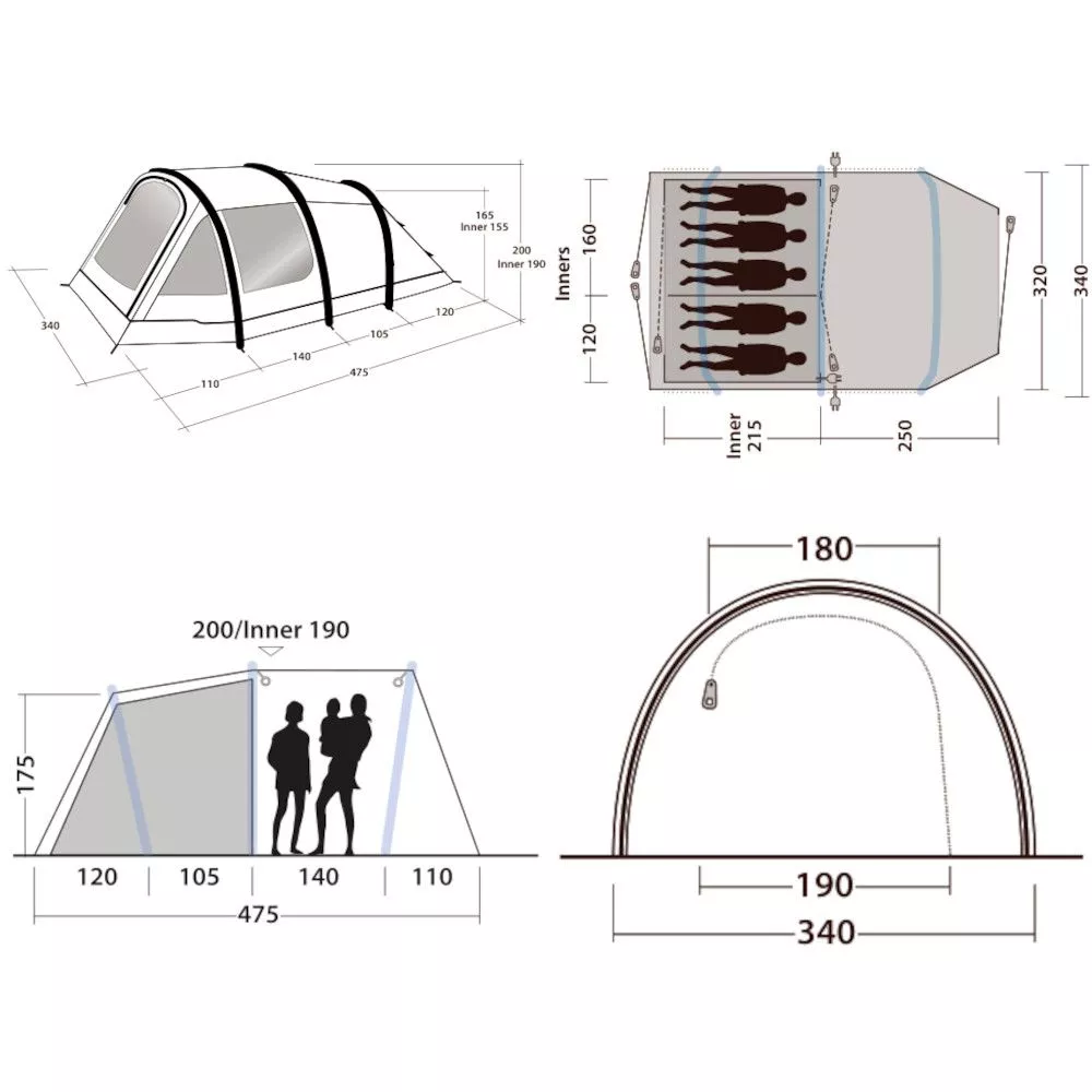Aufblasbares Campingzelt Outwell Starhill 5A 2 Aufblasbares Campingzelt Outwell Starhill 5A – Bild 2